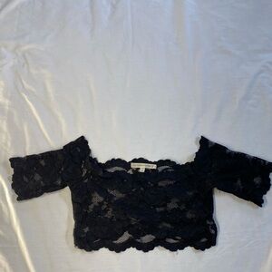Victoria's Secret Black Lace Off-the-Shoulder Crop Top